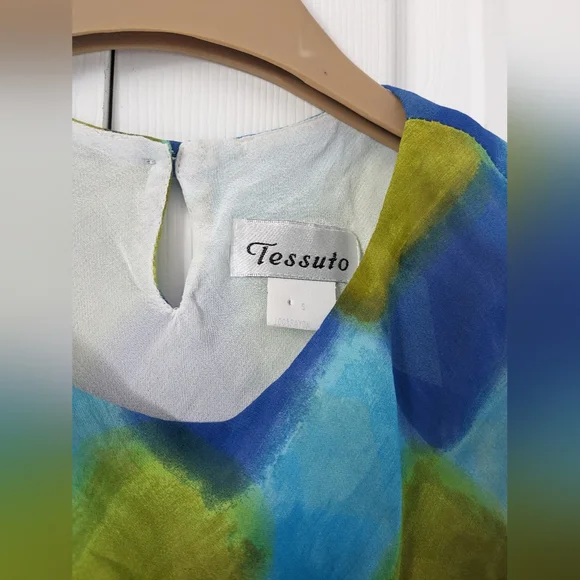 Tessuto Sleeveless Rayon Mini Dress, Argyle Blue Green, S - Picture 2 of 4